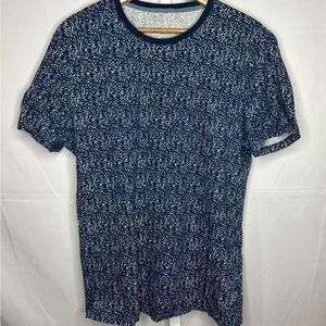 Banana Republic Navy Blue Short-Sleeve Printed Crewneck Tee